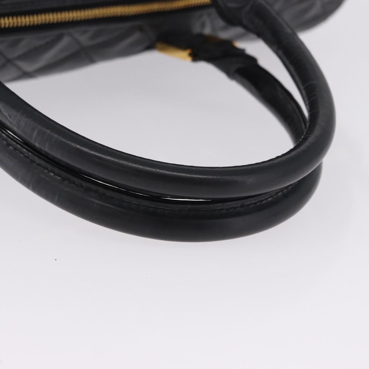 CHANEL Bicolore Boston Bag Patent Black Gold Tone CC Auth 194114