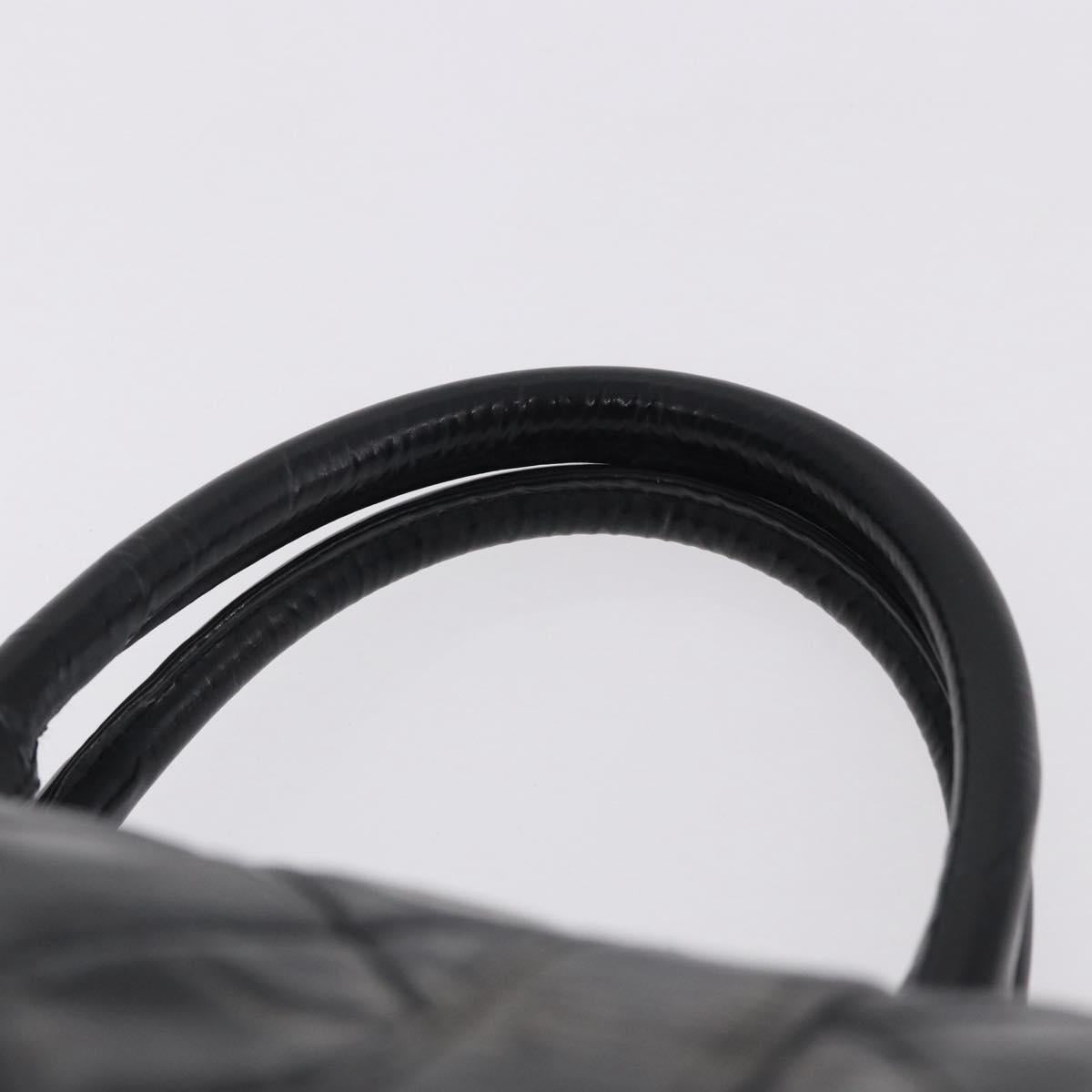 CHANEL Bicolore Boston Bag Patent Black Gold Tone CC Auth 194114