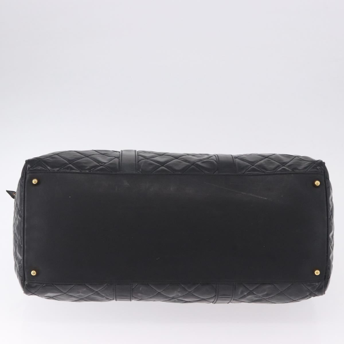 CHANEL Bicolore Boston Bag Patent Black Gold Tone CC Auth 194114