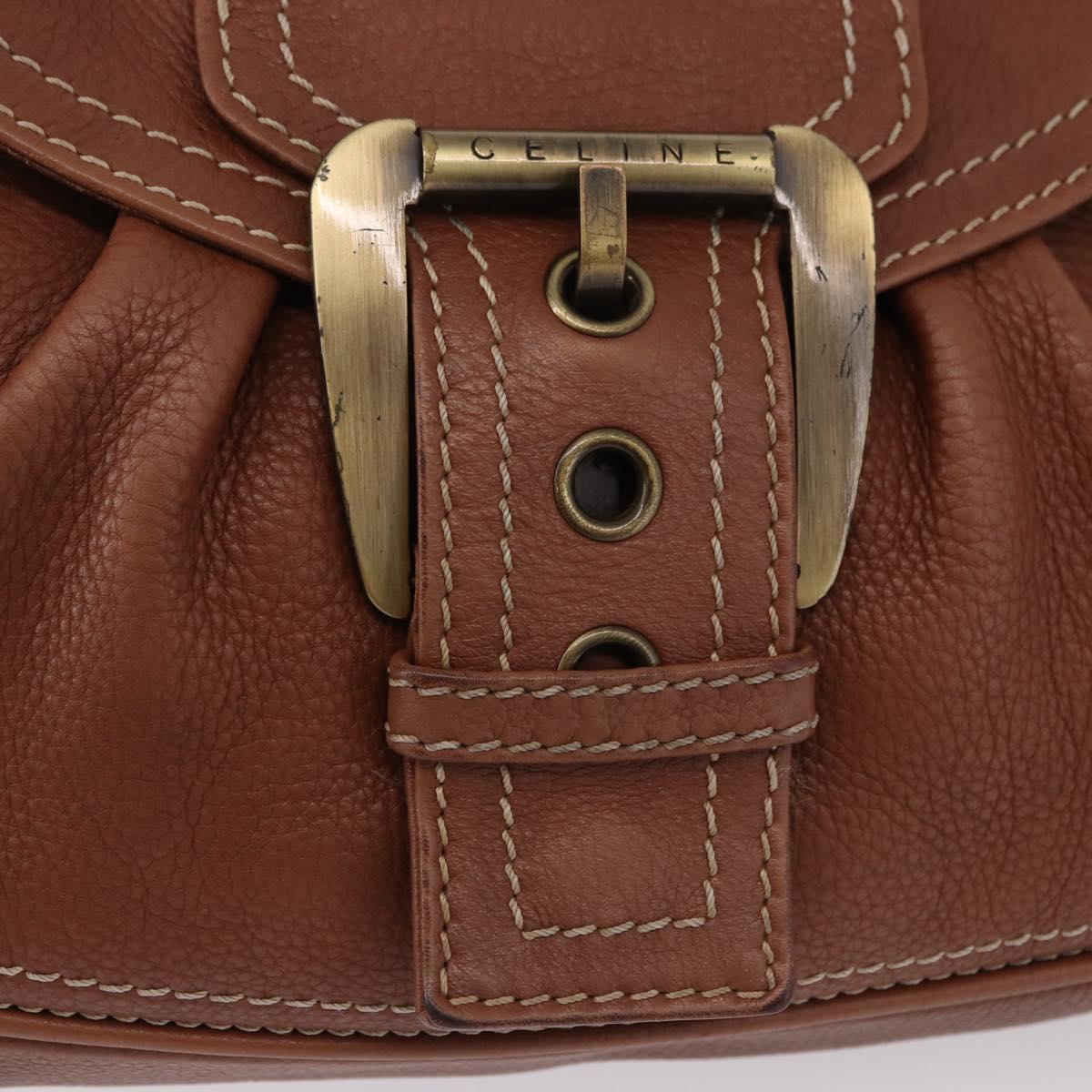 CELINE Hand Bag Leather Brown Auth 194115V