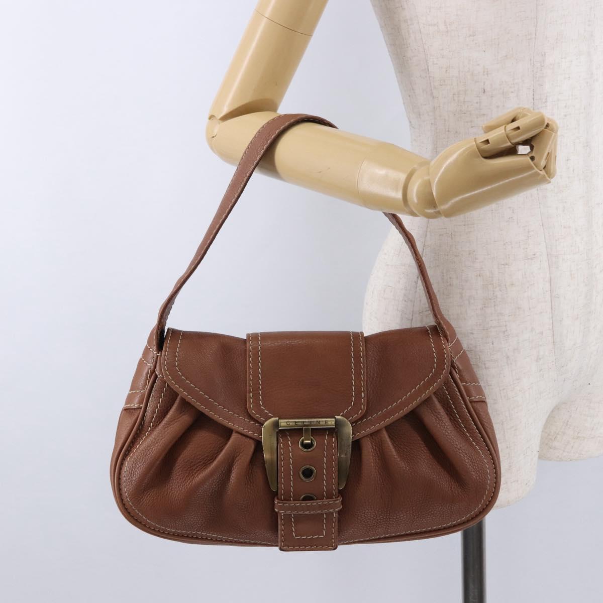 CELINE Hand Bag Leather Brown Auth 194115V
