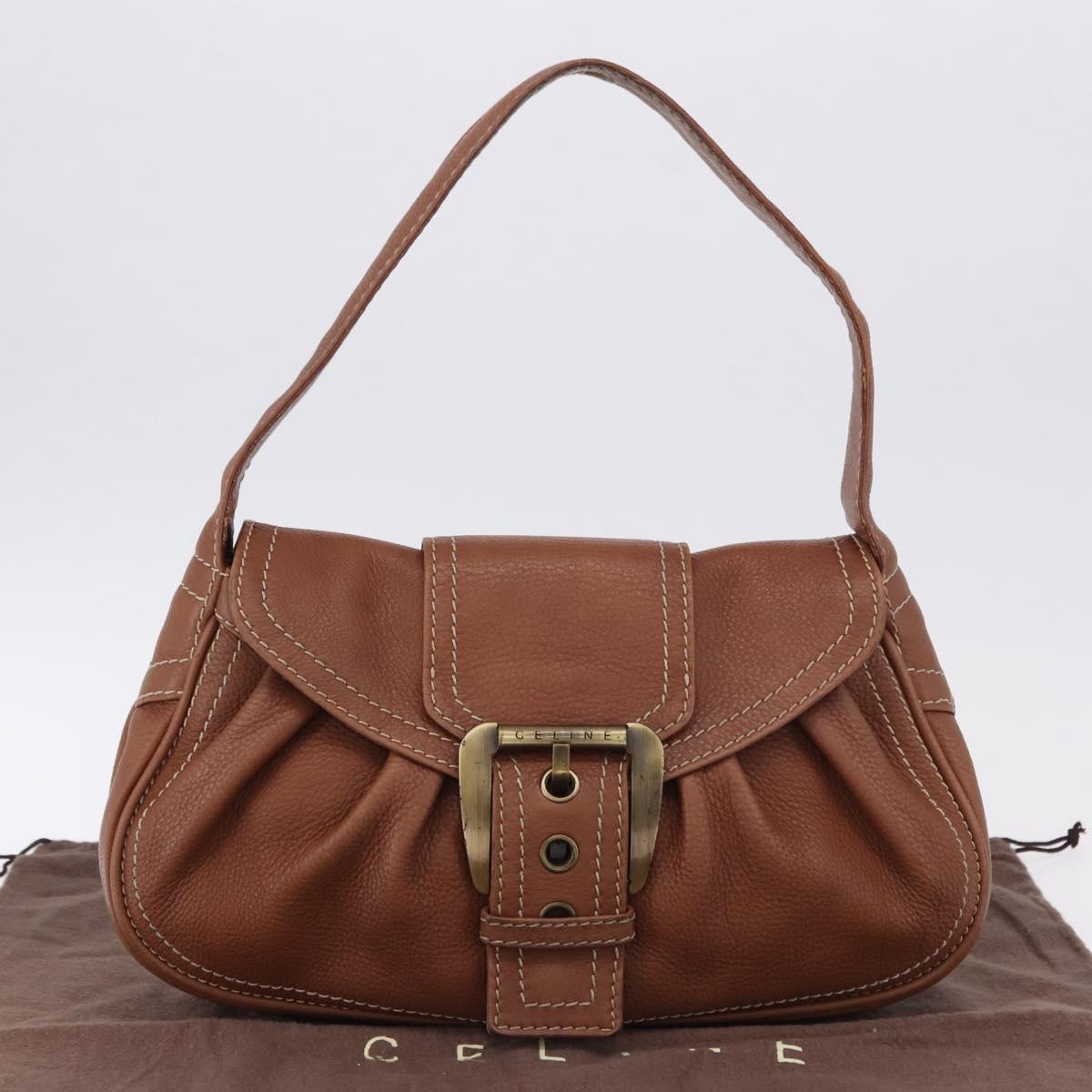 CELINE Hand Bag Leather Brown Auth 194115V