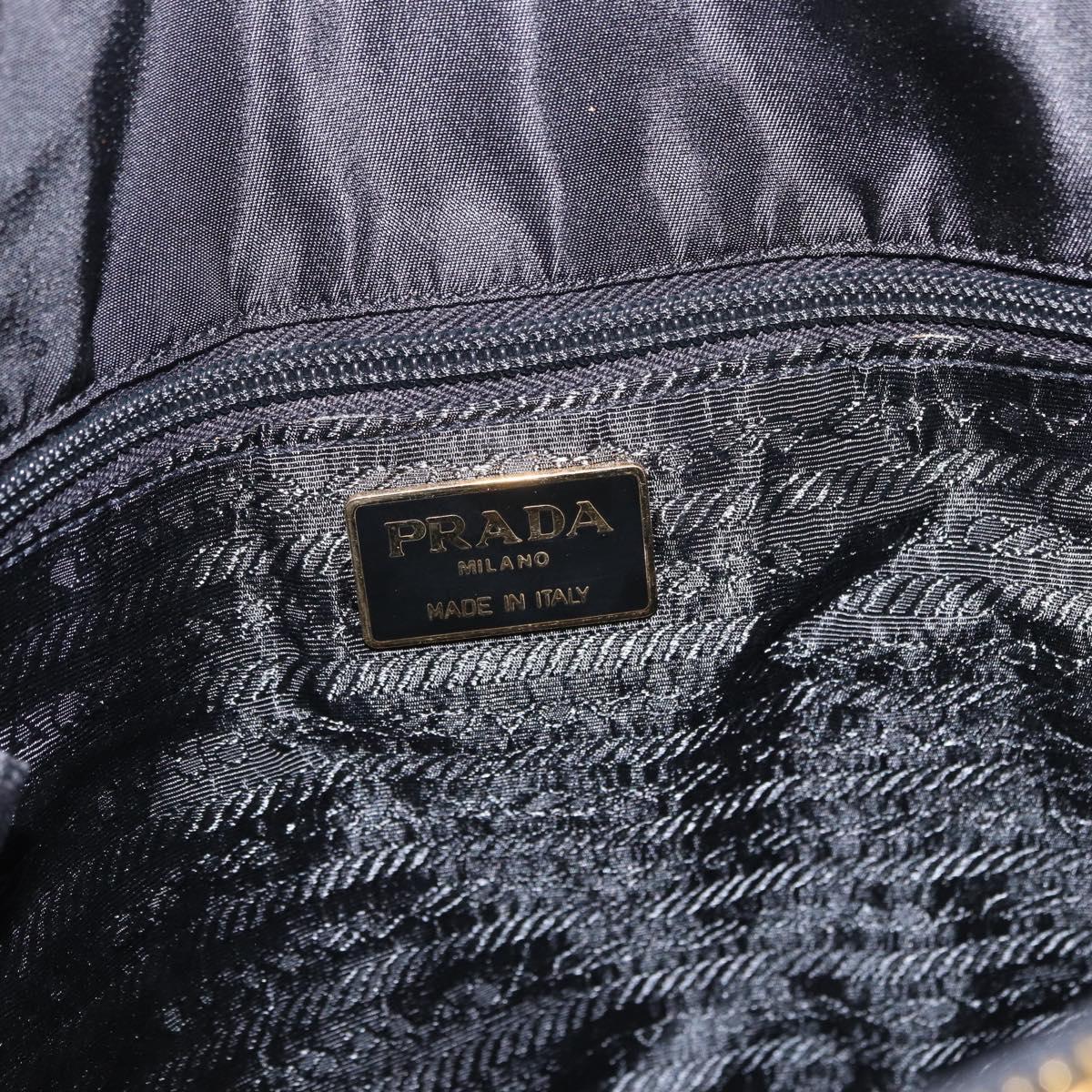 PRADA Chain Shoulder Bag Nylon Black Gold Tone Auth 194116