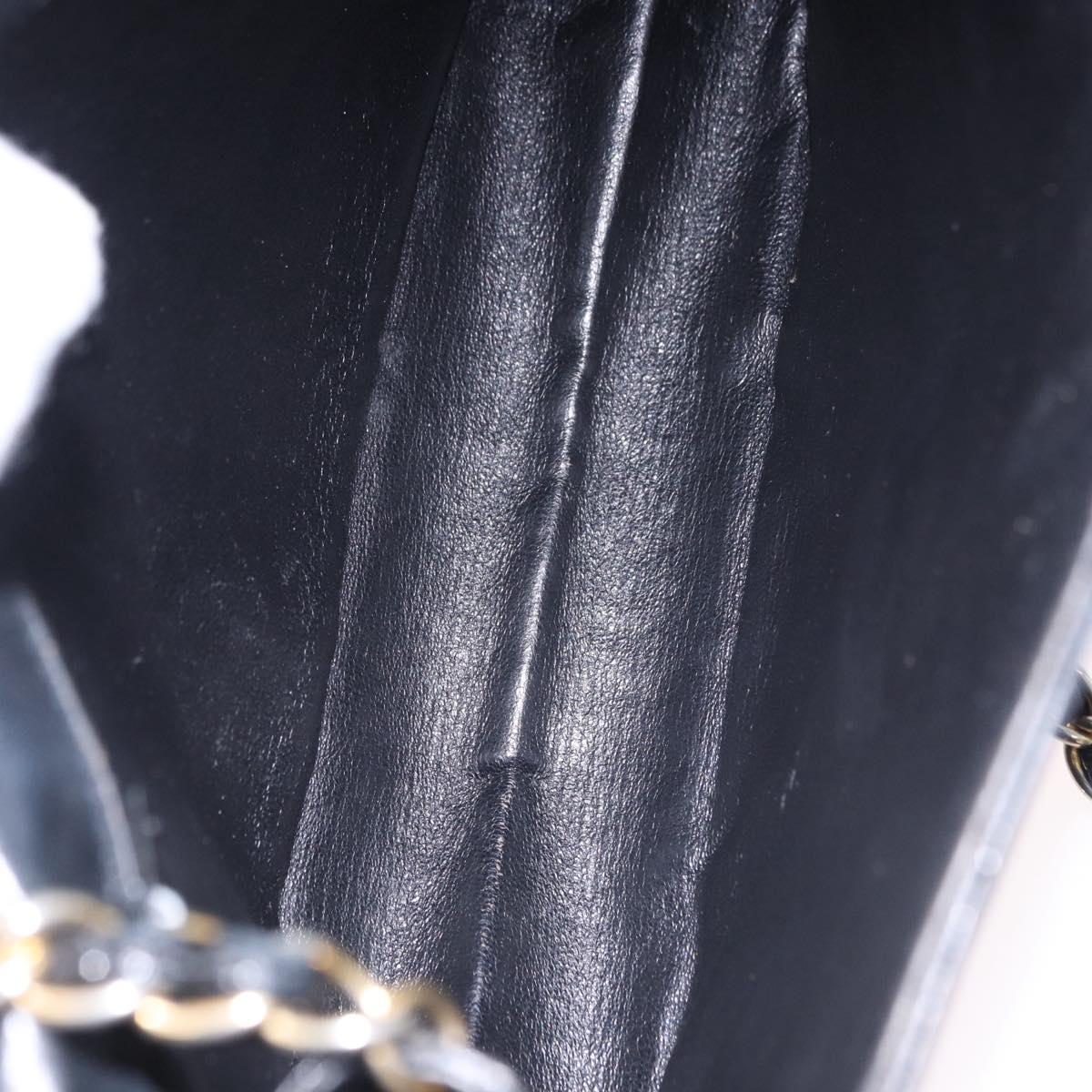 CHANEL Matelasse Chain Shoulder Bag Lamb Skin Black Gold Tone CC Auth 194117A