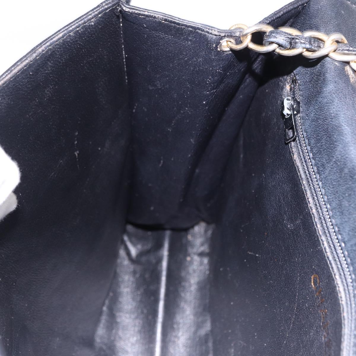 CHANEL Matelasse Chain Shoulder Bag Lamb Skin Black Gold Tone CC Auth 194117A