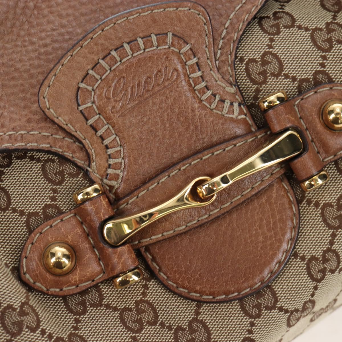GUCCI GG Canvas Horsebit Tote Bag Beige Gold 223958 Auth 194118V
