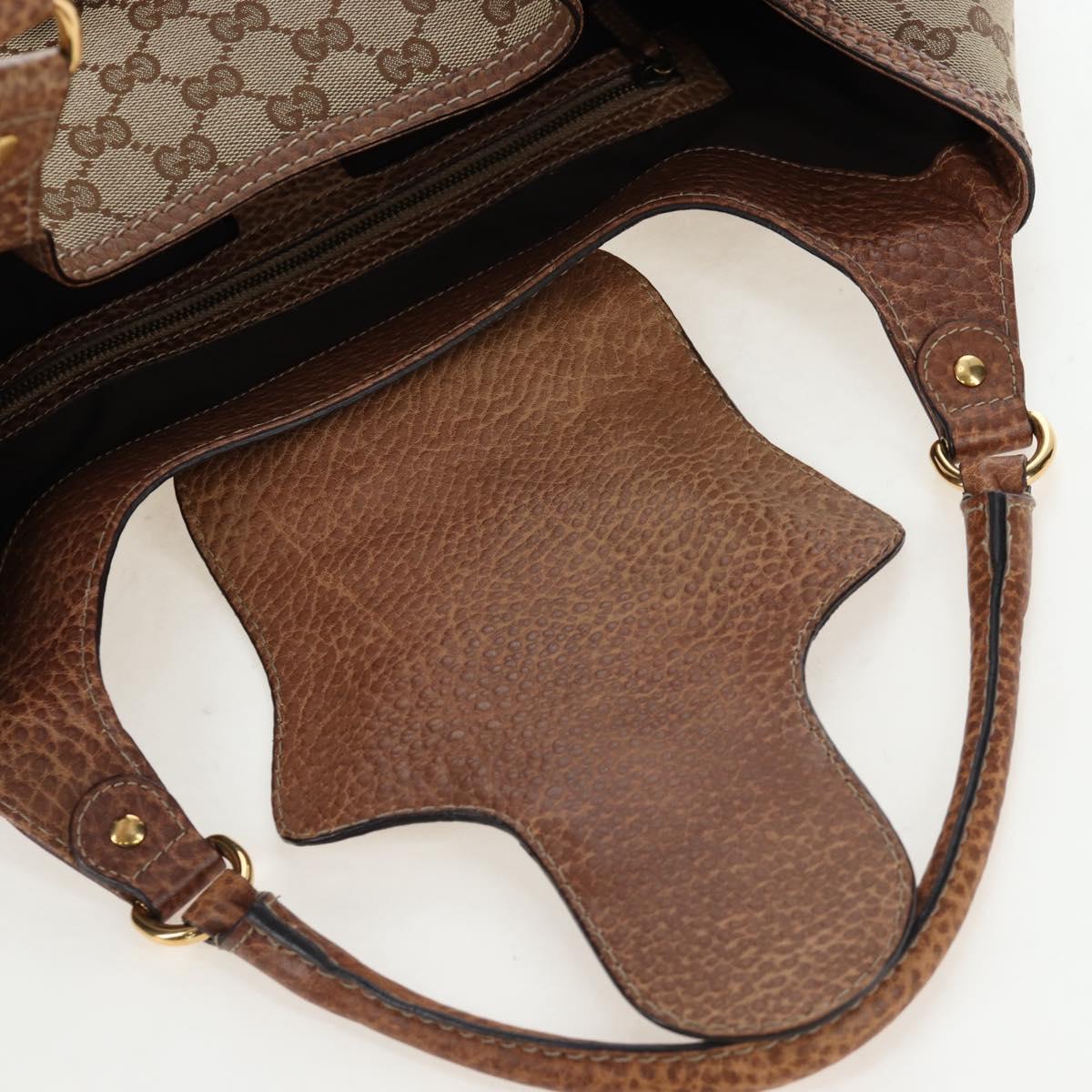 GUCCI GG Canvas Horsebit Tote Bag Beige Gold 223958 Auth 194118V
