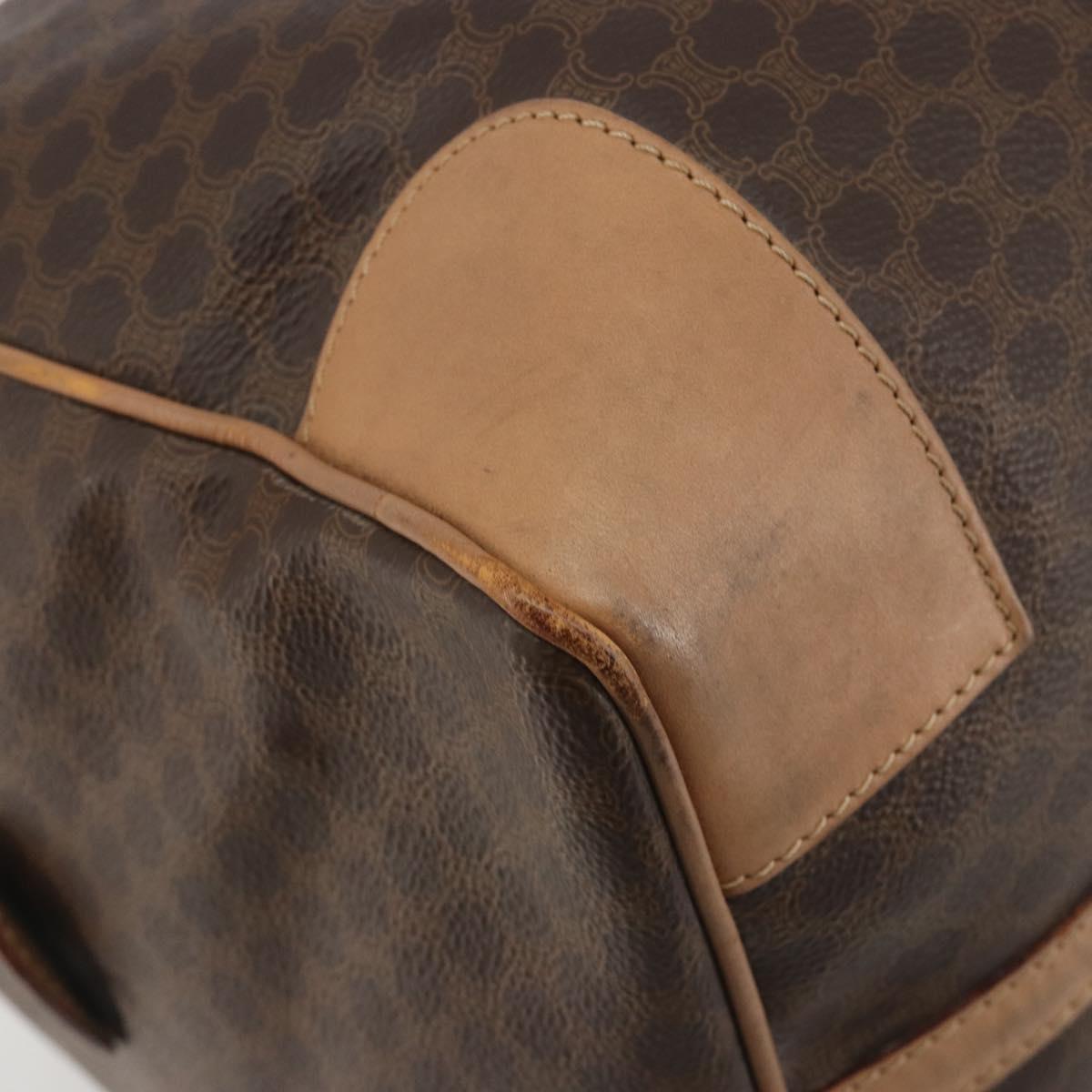 CELINE Macadam Boston Bag PVC Leather Brown Gold Tone Auth 194119A