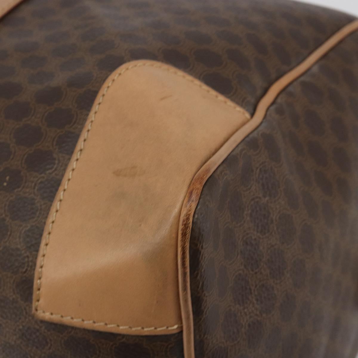 CELINE Macadam Boston Bag PVC Leather Brown Gold Tone Auth 194119A