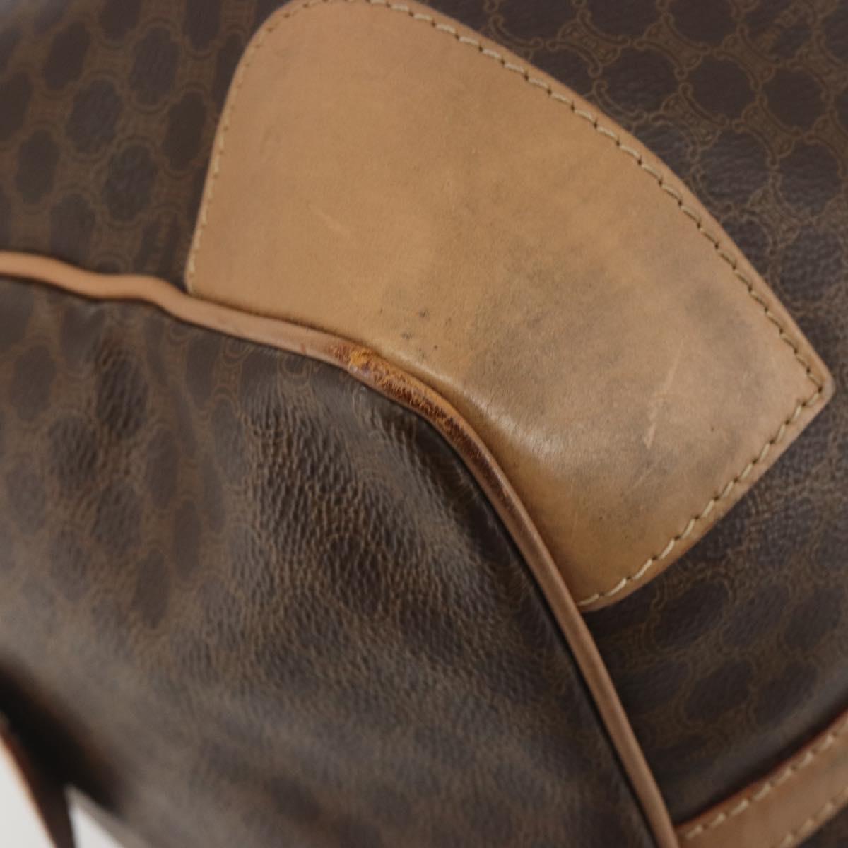 CELINE Macadam Boston Bag PVC Leather Brown Gold Tone Auth 194119A