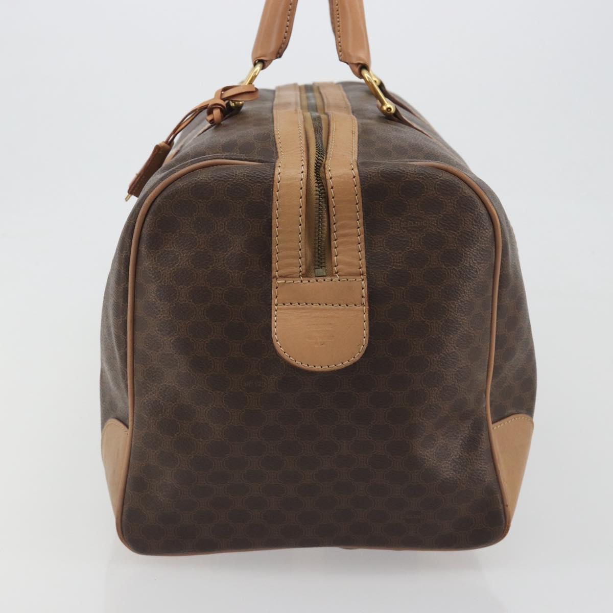 CELINE Macadam Boston Bag PVC Leather Brown Gold Tone Auth 194119A