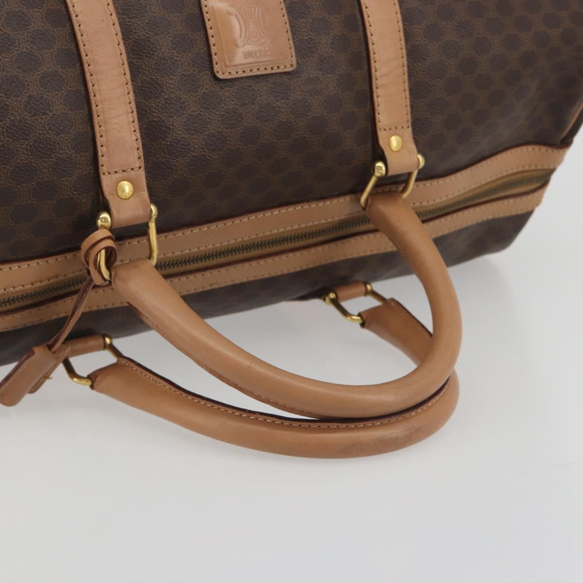 CELINE Macadam Boston Bag PVC Leather Brown Gold Tone Auth 194119A