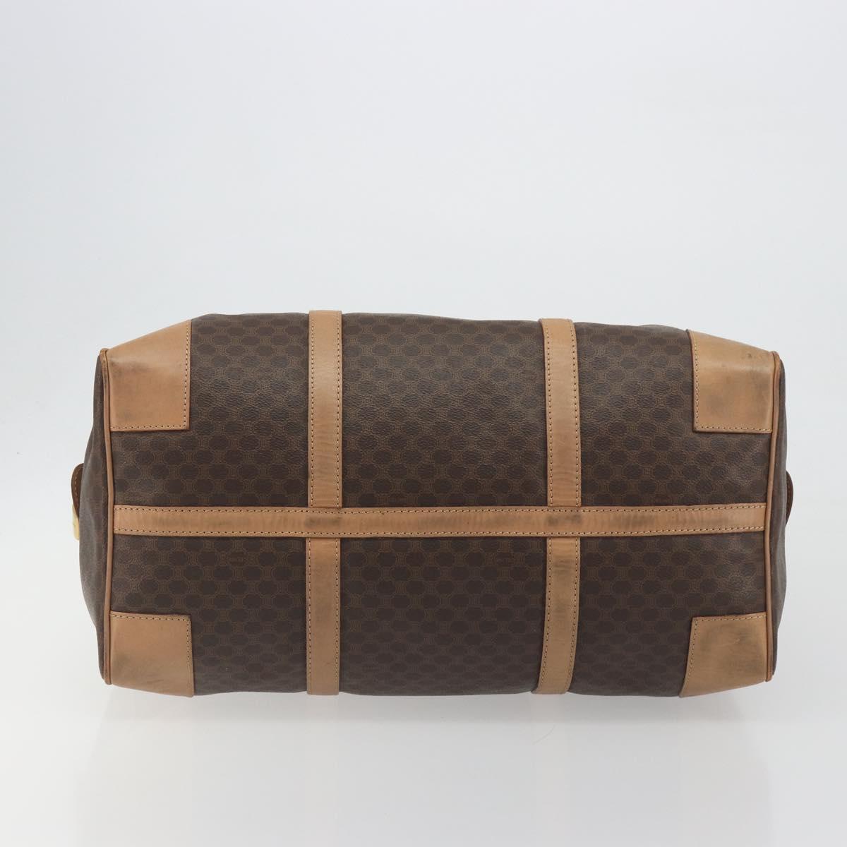 CELINE Macadam Boston Bag PVC Leather Brown Gold Tone Auth 194119A