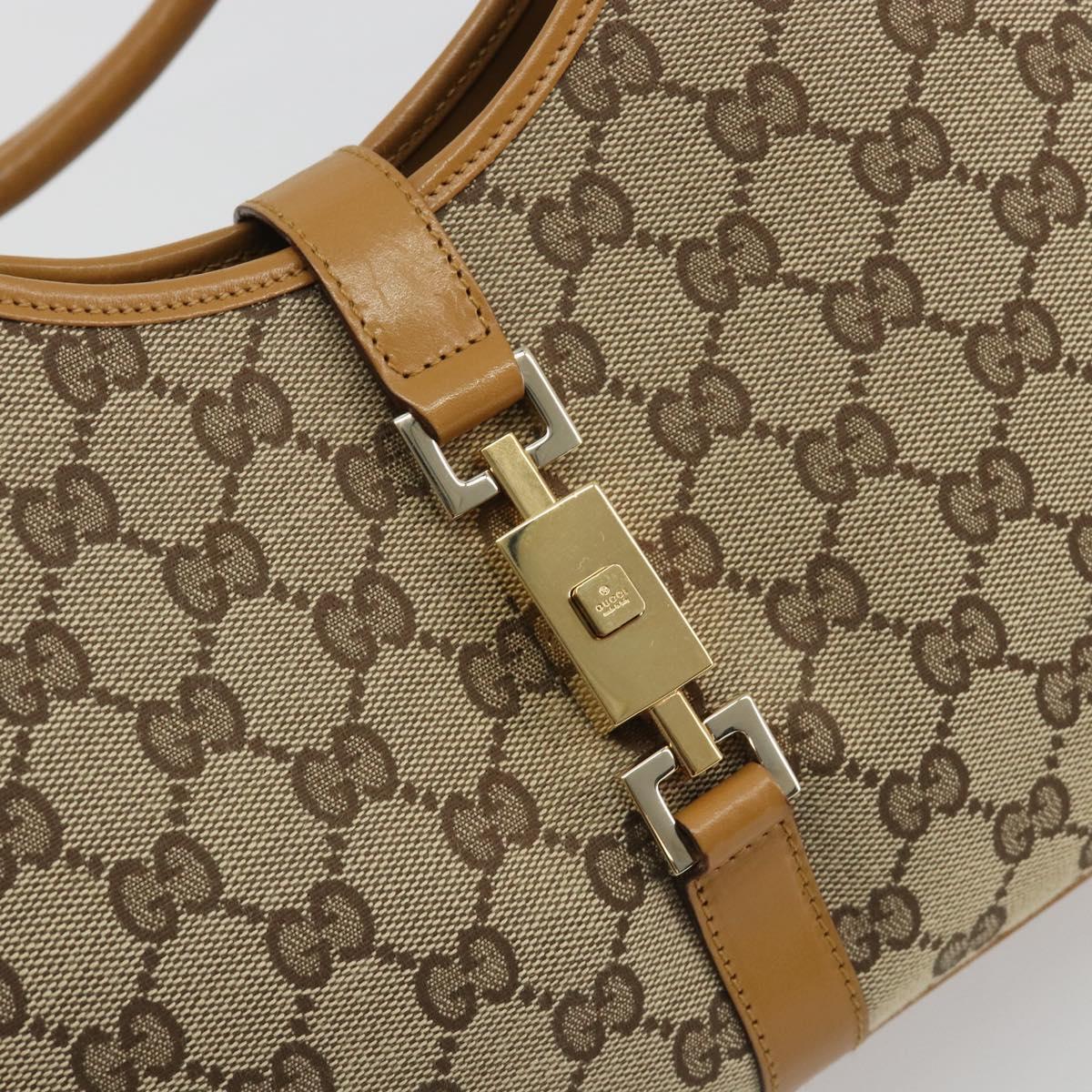 GUCCI GG Canvas Jackie Shoulder Bag Beige Gold 002 1067 1705 Auth 194125V