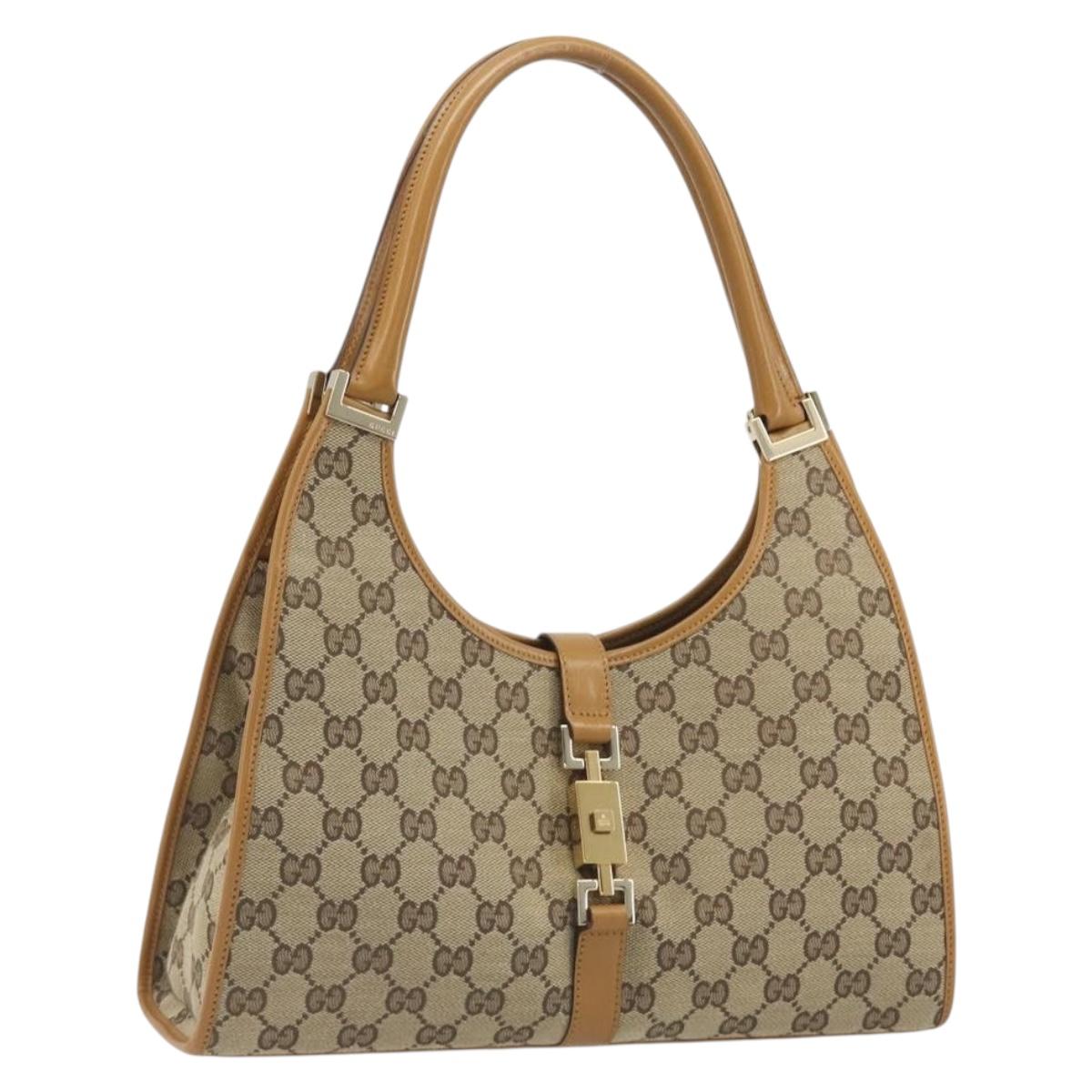 GUCCI GG Canvas Jackie Shoulder Bag Beige Gold 002 1067 1705 Auth 194125V