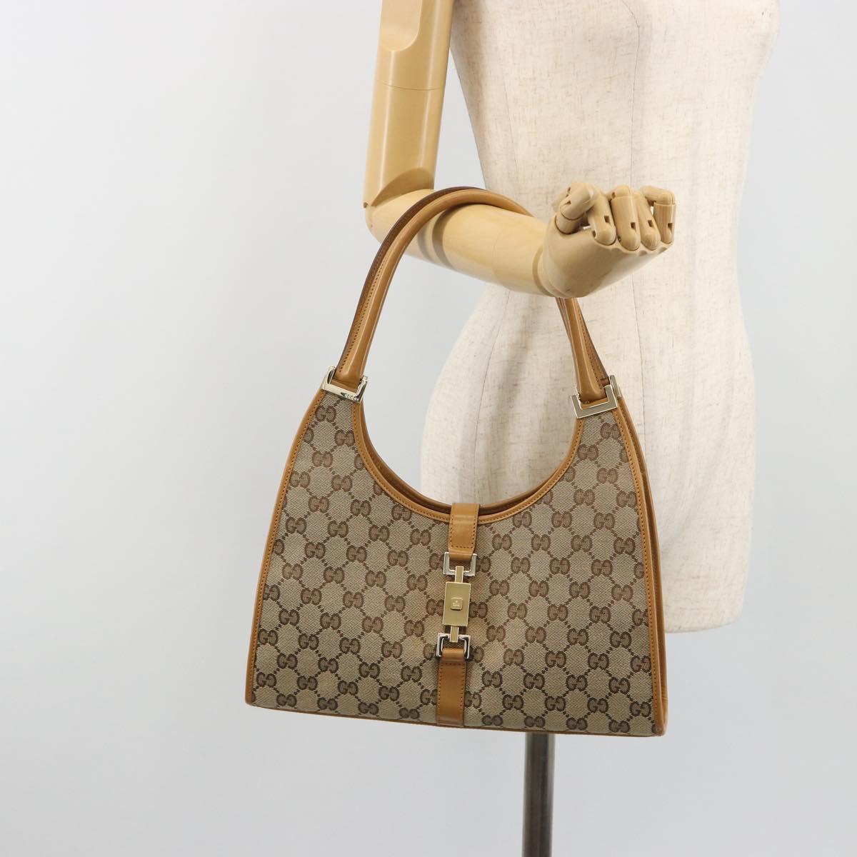 GUCCI GG Canvas Jackie Shoulder Bag Beige Gold 002 1067 1705 Auth 194125V