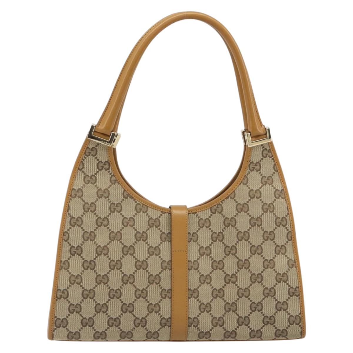 GUCCI GG Canvas Jackie Shoulder Bag Beige Gold 002 1067 1705 Auth 194125V