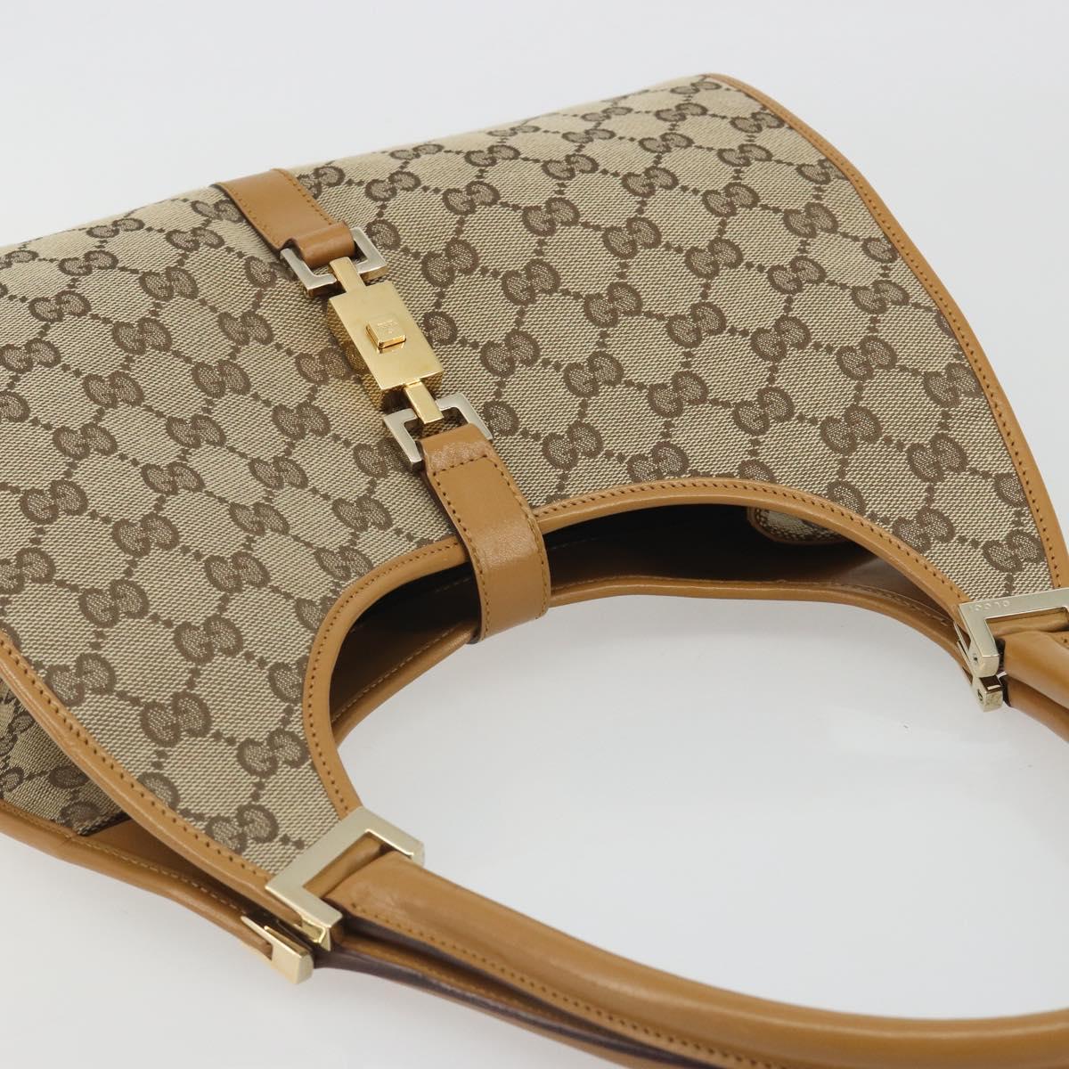 GUCCI GG Canvas Jackie Shoulder Bag Beige Gold 002 1067 1705 Auth 194125V