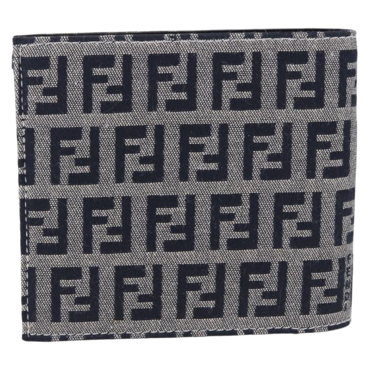 FENDI Zucchino Canvas Bifold Wallet Navy Auth 194127M