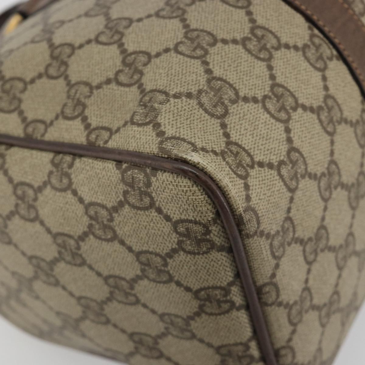 GUCCI GG Supreme Hand Bag PVC Leather Beige Gold Tone 002 123 6842 Auth 194131