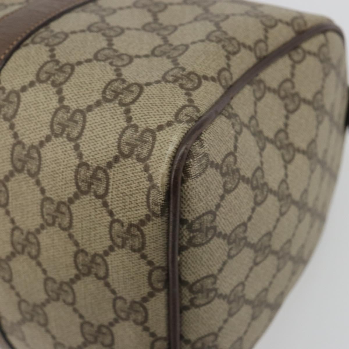 GUCCI GG Supreme Hand Bag PVC Leather Beige Gold Tone 002 123 6842 Auth 194131