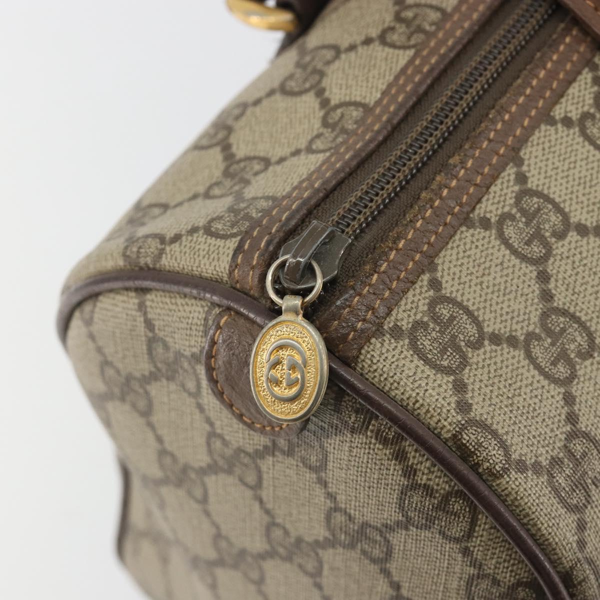 GUCCI GG Supreme Hand Bag PVC Leather Beige Gold Tone 002 123 6842 Auth 194131