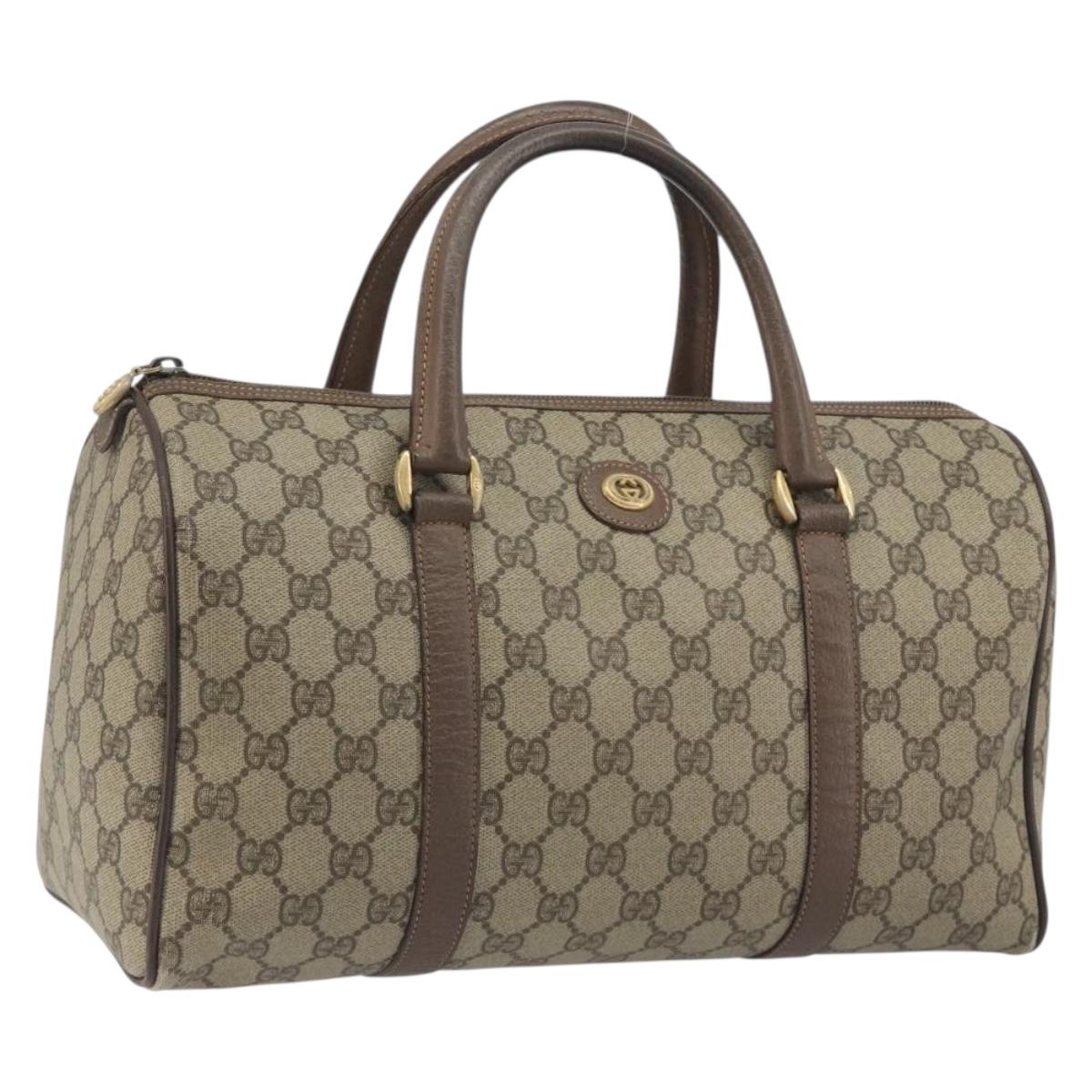 GUCCI GG Supreme Hand Bag PVC Leather Beige Gold Tone 002 123 6842 Auth 194131