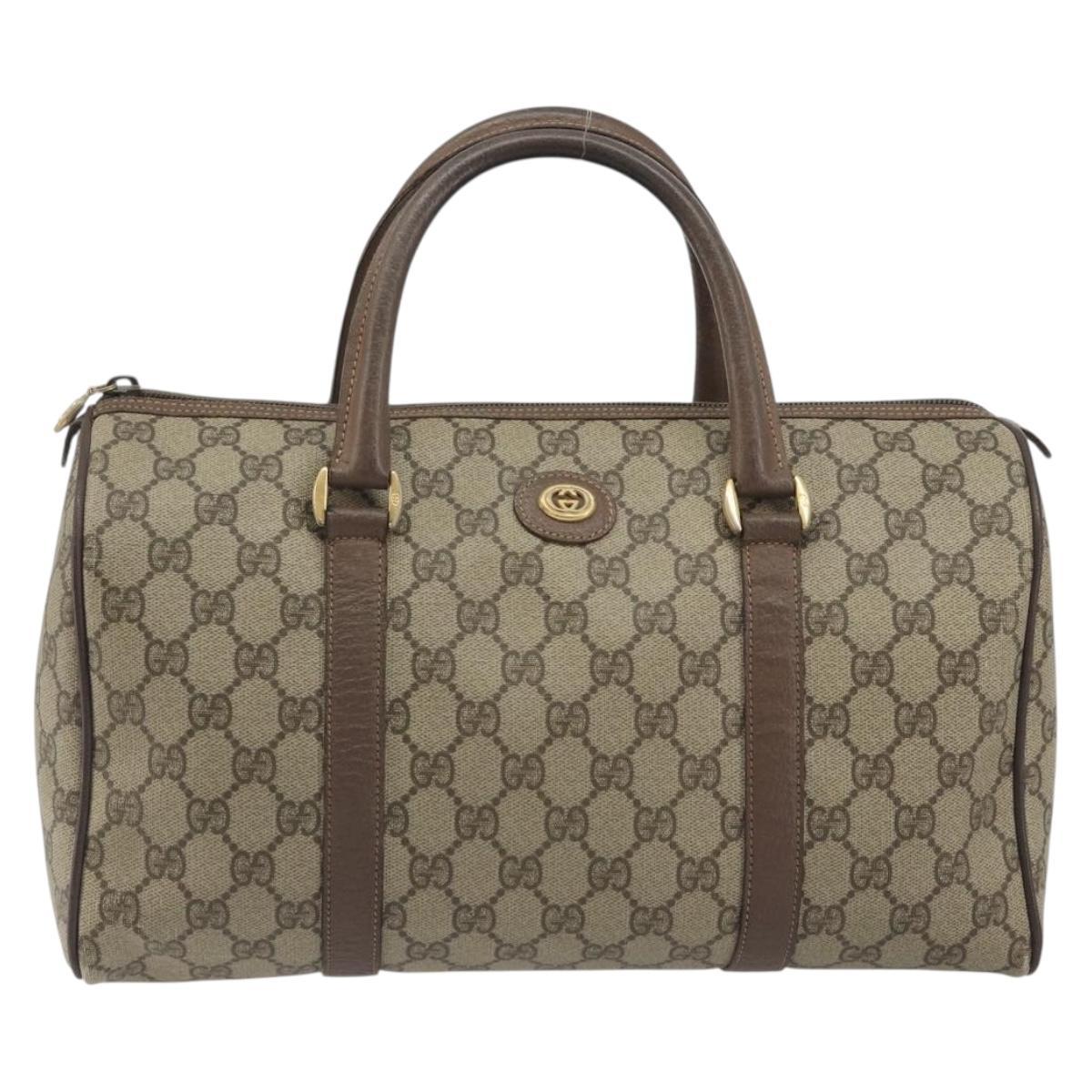 GUCCI GG Supreme Hand Bag PVC Leather Beige Gold Tone 002 123 6842 Auth 194131