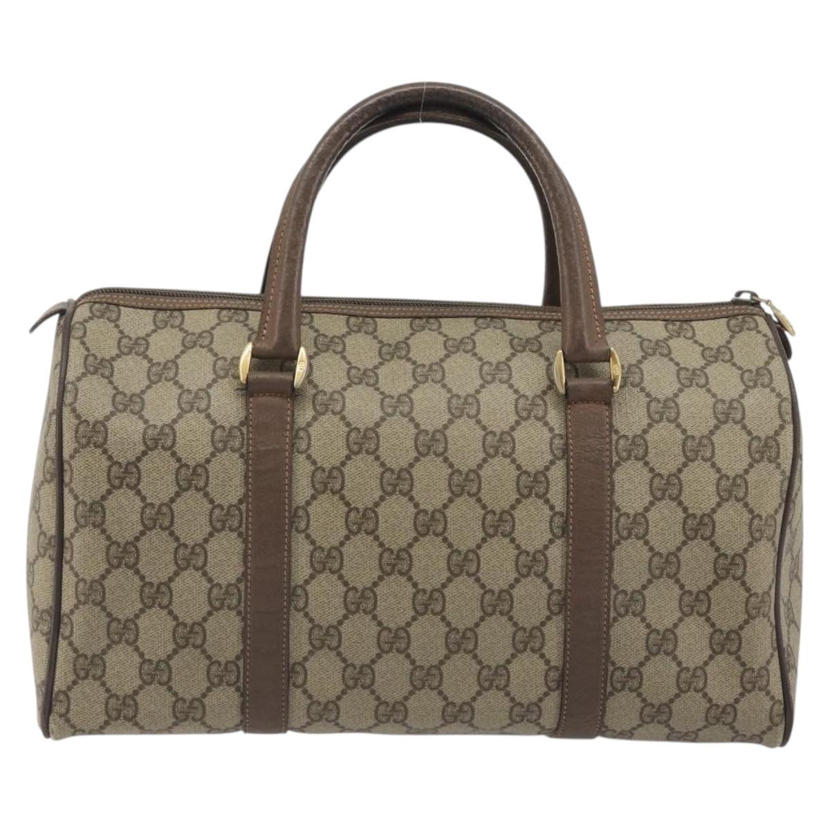 GUCCI GG Supreme Hand Bag PVC Leather Beige Gold Tone 002 123 6842 Auth 194131