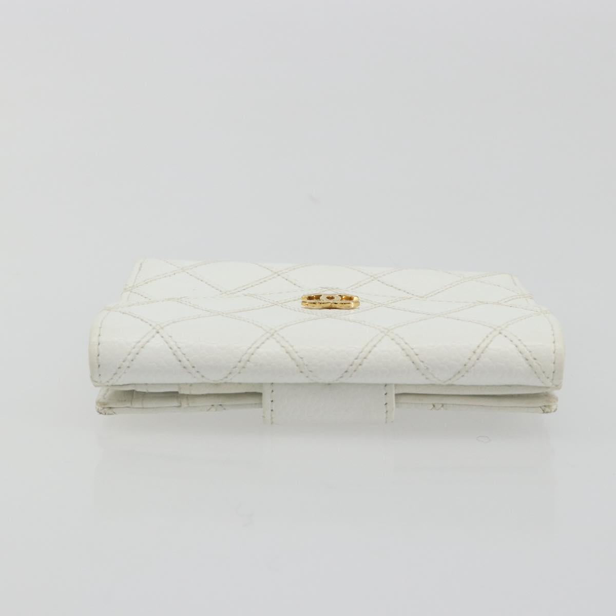 CHANEL Bicolore Bifold Wallet Caviar Skin White Gold Tone CC Auth 194133A
