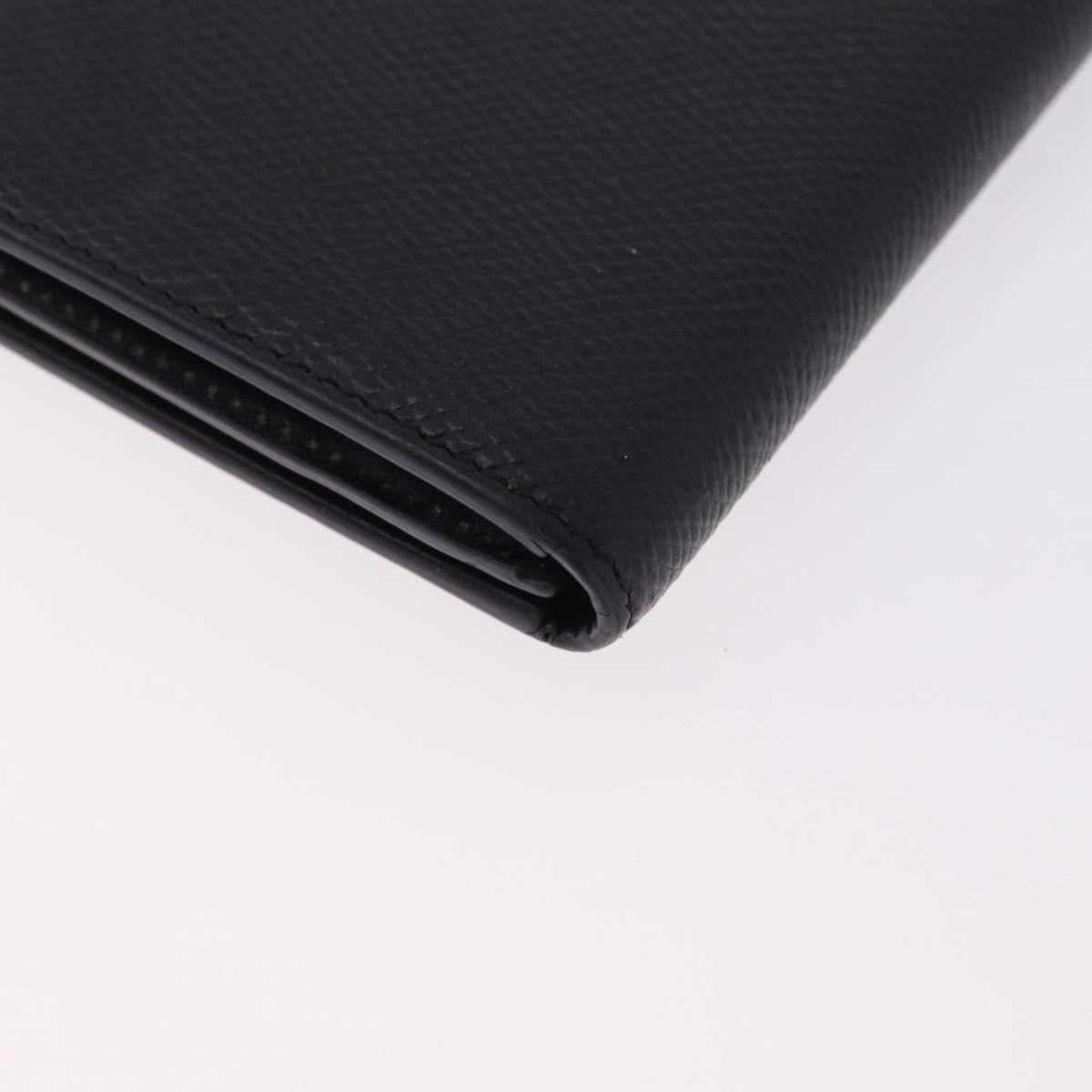 CELINE Medium Strap Wallet Leather Black Gold Auth 194135A