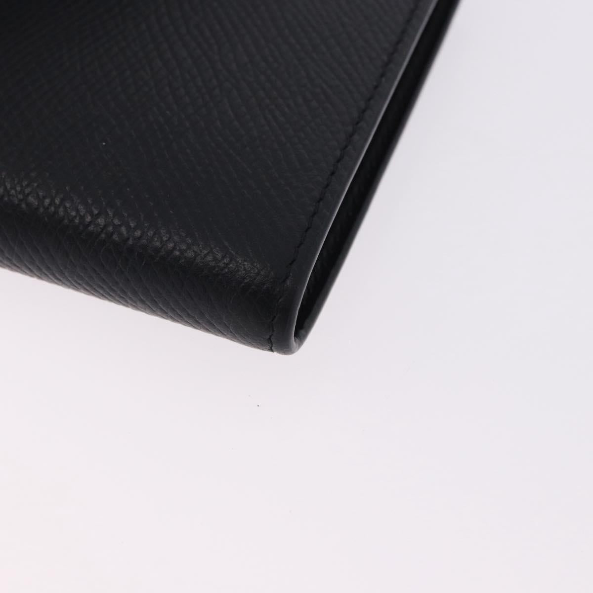 CELINE Medium Strap Wallet Leather Black Gold Auth 194135A
