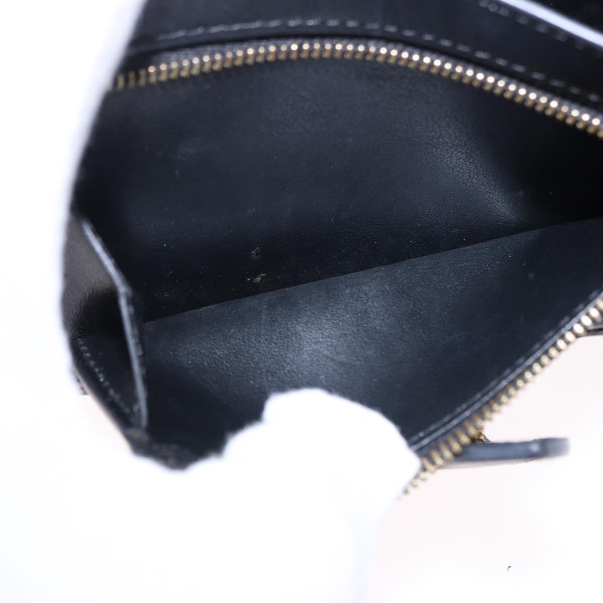 CELINE Medium Strap Wallet Leather Black Gold Auth 194135A