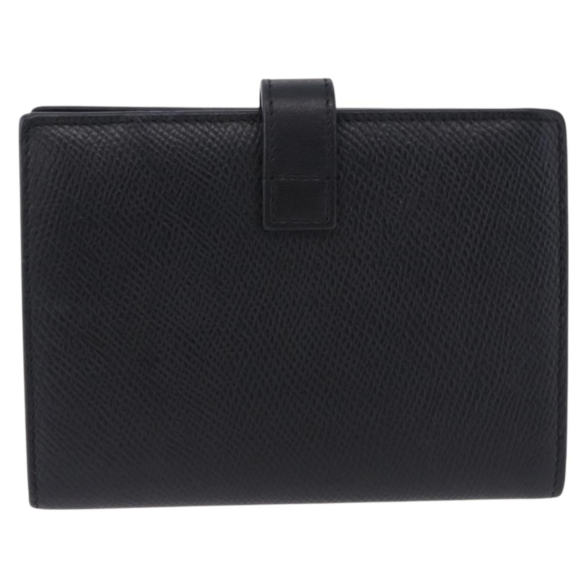 CELINE Medium Strap Wallet Leather Black Gold Auth 194135A
