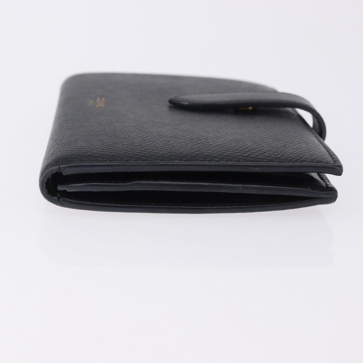 CELINE Medium Strap Wallet Leather Black Gold Auth 194135A