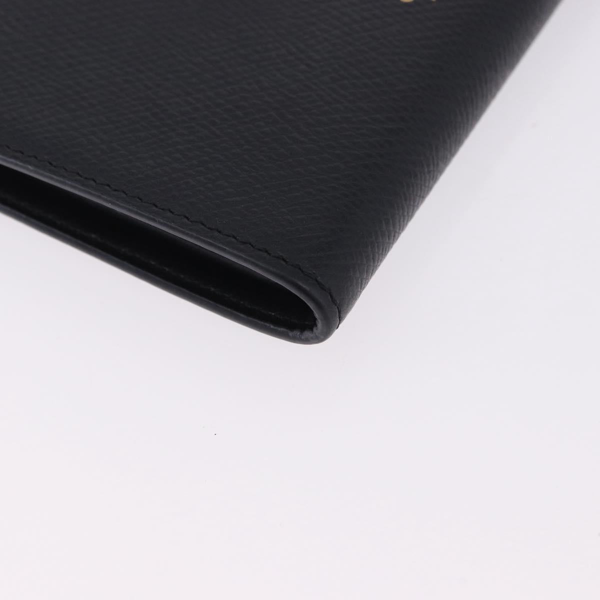 CELINE Medium Strap Wallet Leather Black Gold Auth 194135A