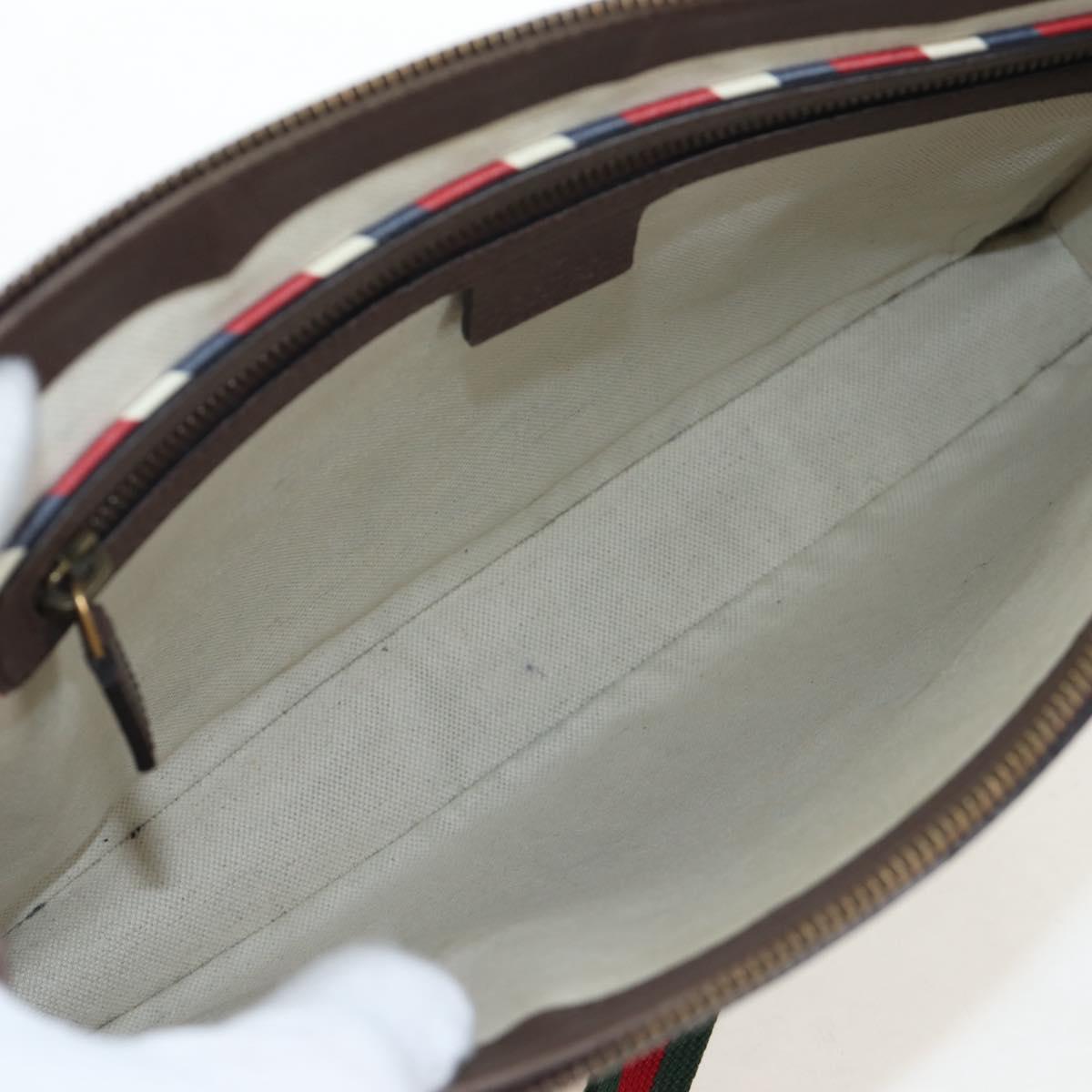 GUCCI GG Supreme Web Sherry Line Courier Bag PVC Beige Gold 474083 Auth 194145V