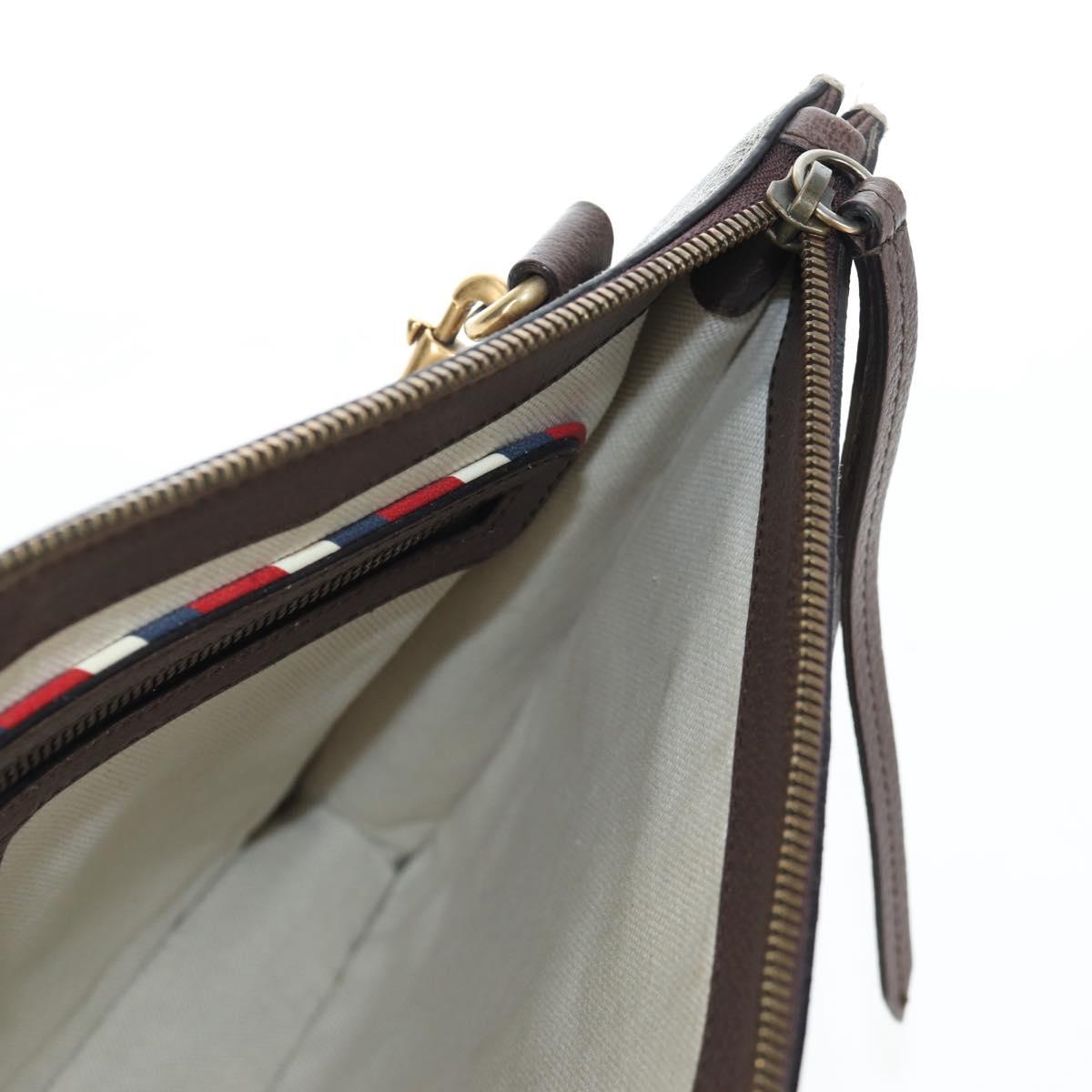 GUCCI GG Supreme Web Sherry Line Courier Bag PVC Beige Gold 474083 Auth 194145V