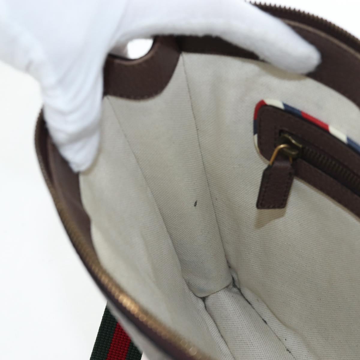 GUCCI GG Supreme Web Sherry Line Courier Bag PVC Beige Gold 474083 Auth 194145V
