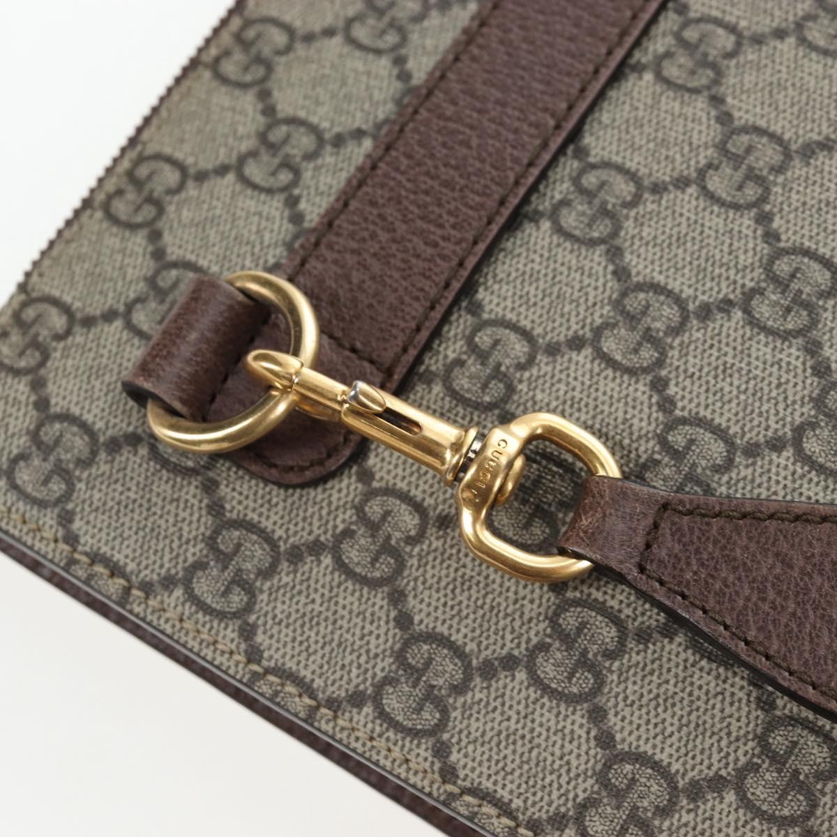 GUCCI GG Supreme Web Sherry Line Courier Bag PVC Beige Gold 474083 Auth 194145V