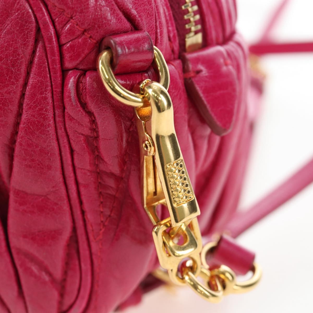 Miu Miu Matelasse Shoulder Bag Leather Pink Gold Tone Auth 194148V