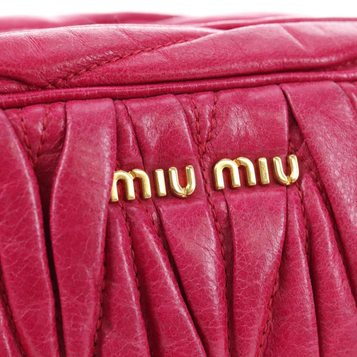 Miu Miu Matelasse Shoulder Bag Leather Pink Gold Tone Auth 194148V