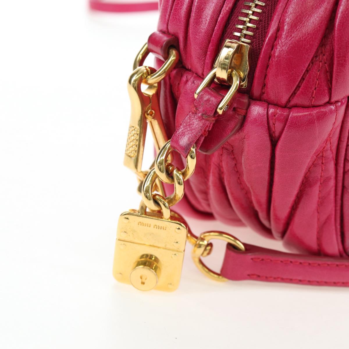 Miu Miu Matelasse Shoulder Bag Leather Pink Gold Tone Auth 194148V