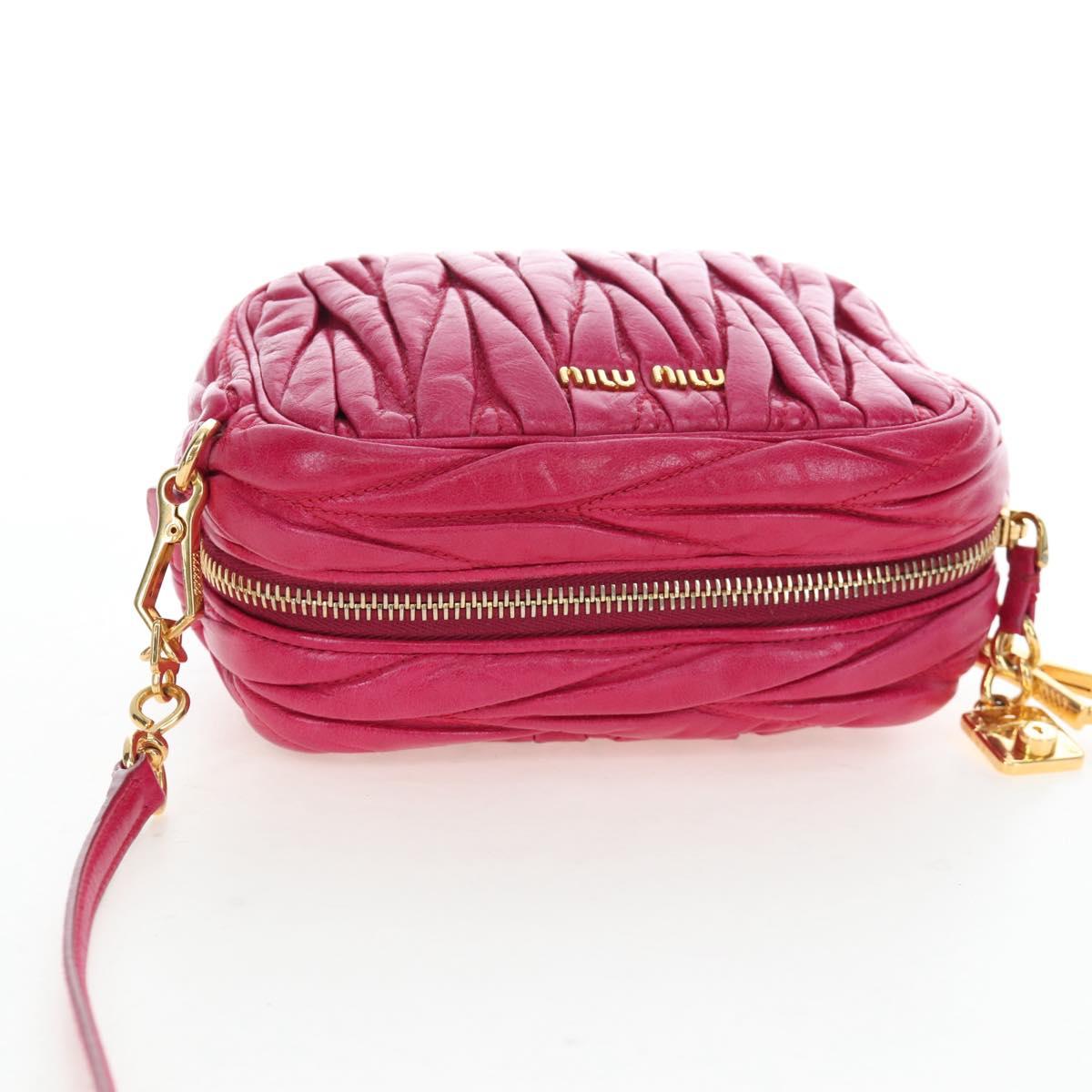 Miu Miu Matelasse Shoulder Bag Leather Pink Gold Tone Auth 194148V