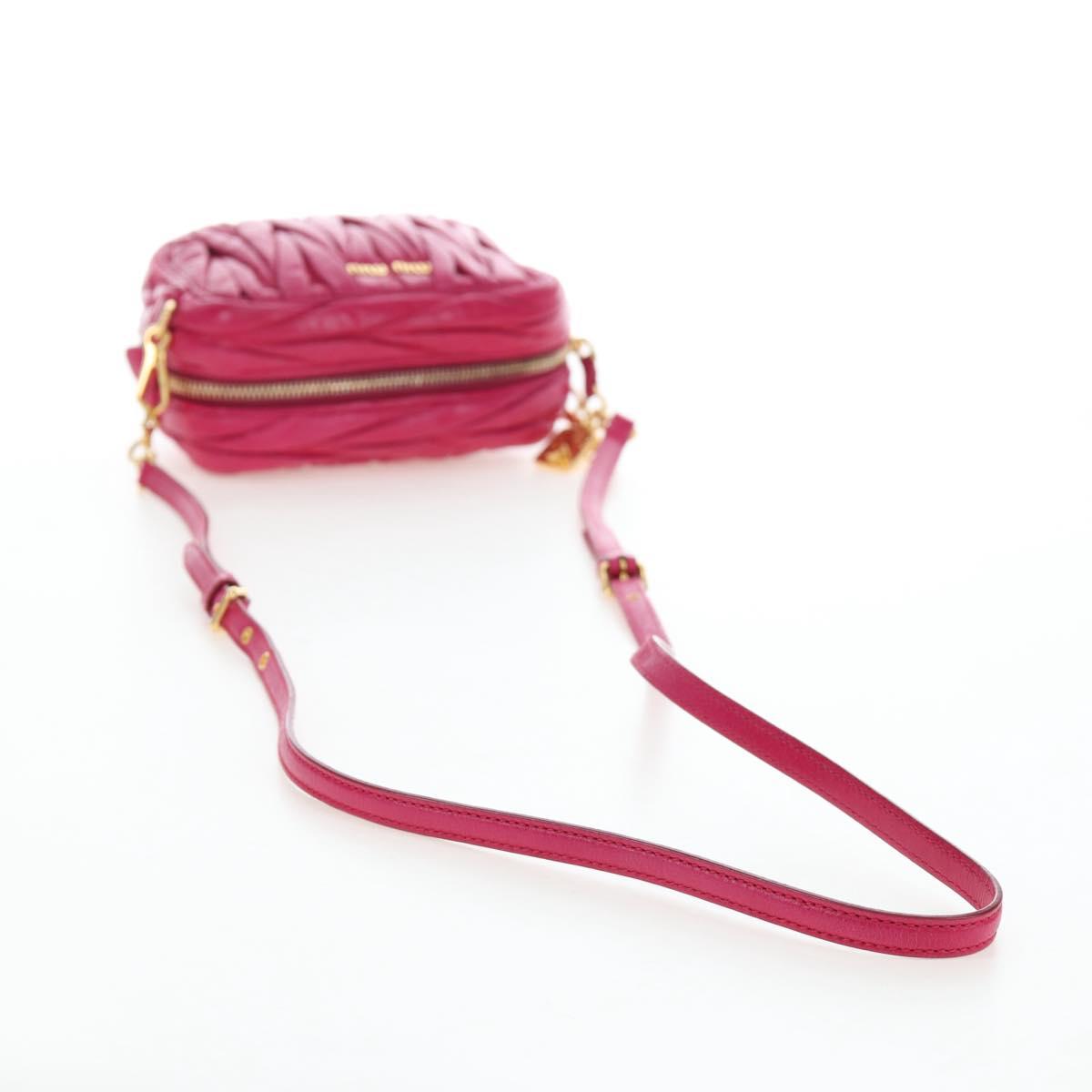Miu Miu Matelasse Shoulder Bag Leather Pink Gold Tone Auth 194148V