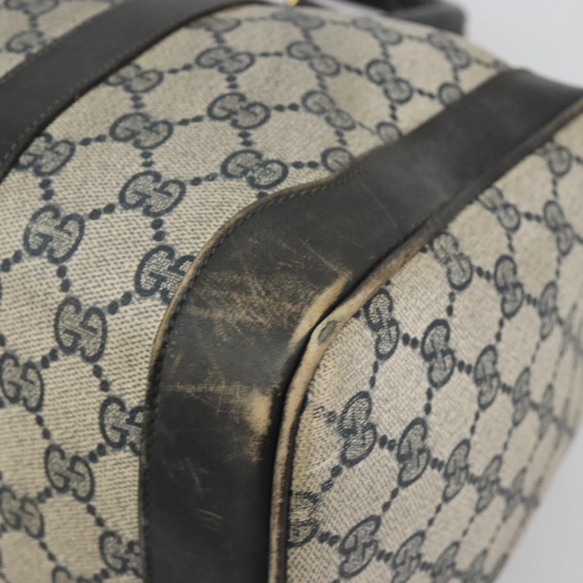 GUCCI GG Supreme Hand Bag PVC Leather Navy Gold Tone Auth 194149