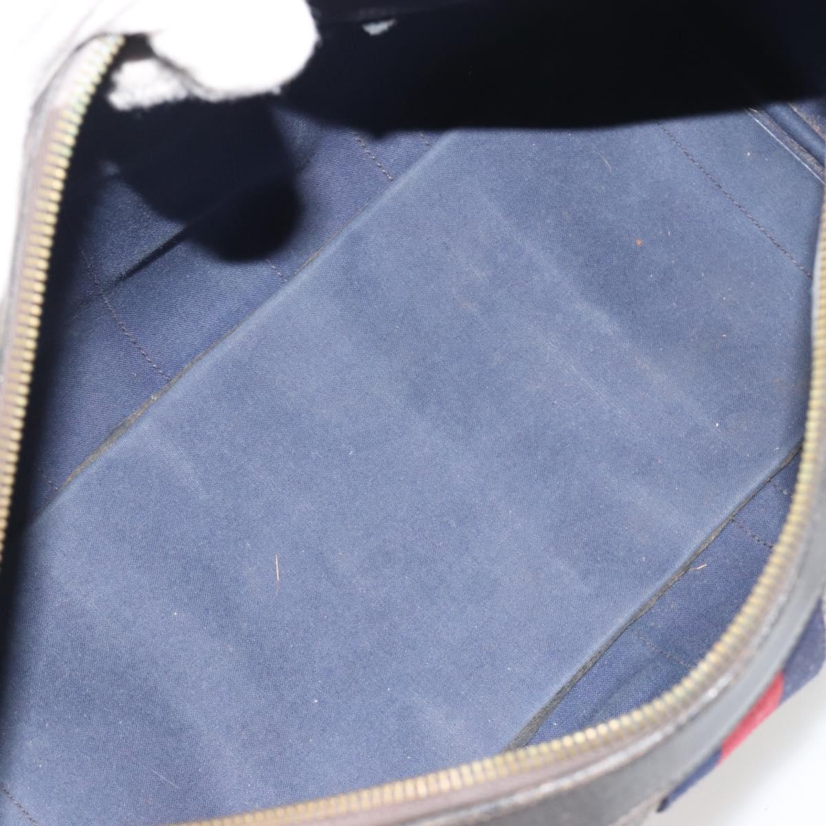 GUCCI GG Supreme Hand Bag PVC Leather Navy Gold Tone Auth 194149