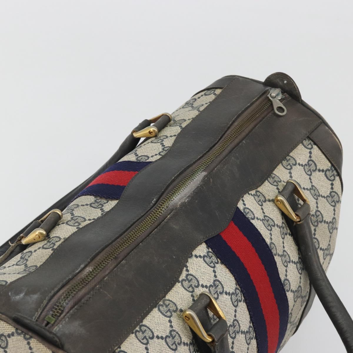 GUCCI GG Supreme Hand Bag PVC Leather Navy Gold Tone Auth 194149