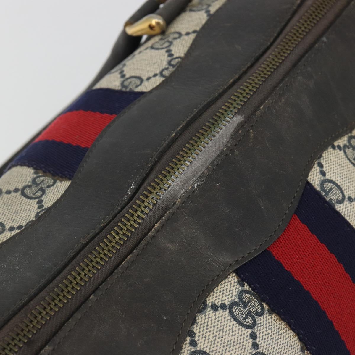 GUCCI GG Supreme Hand Bag PVC Leather Navy Gold Tone Auth 194149