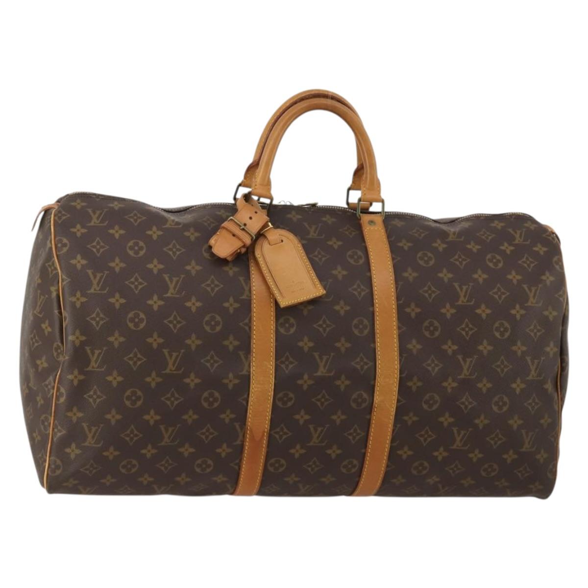 LOUIS VUITTON Monogram Keepall 55 Boston Bag M41424 LV Auth 194151